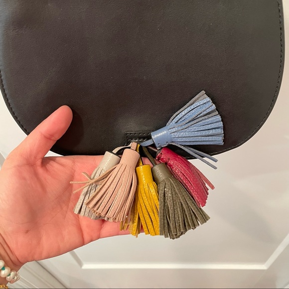 ⭐️ Rebecca Minkoff Sofia Multicolor Tassel Rainbow Black Leather Crossbody Bag - Picture 4 of 16